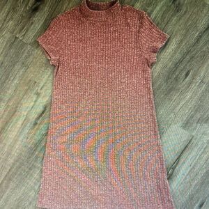 ALTAR’D STATE Ribbed Mock Neck T-Shirt Dress